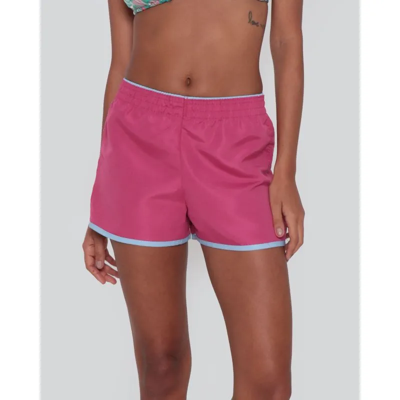 Short Feminino Praia Liso Azul Rosa GG