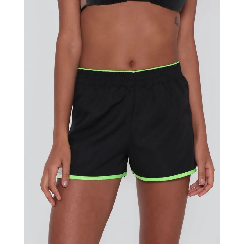Short Feminino Praia Liso Neon Preto P