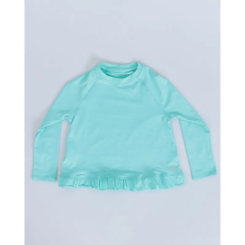 Blusa Bebê Babado Praia UV 50+ Verde 2