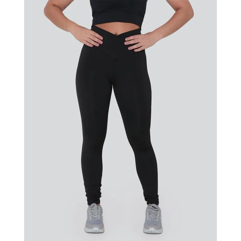 Calça Legging Fitness Lisa Cós Transpassado Preta P