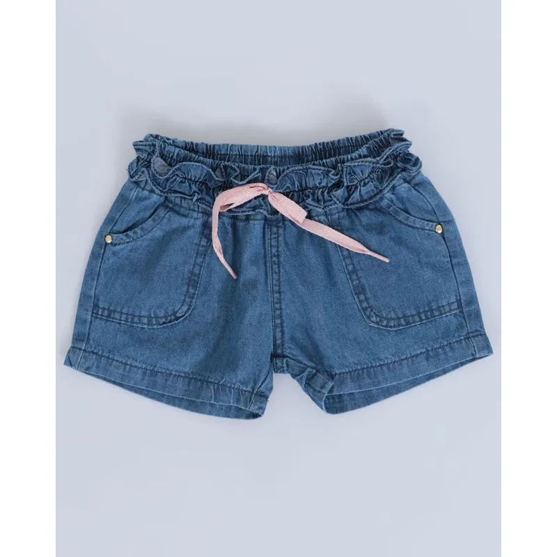 Short Jeans Bebê Babado Azul Claro 3