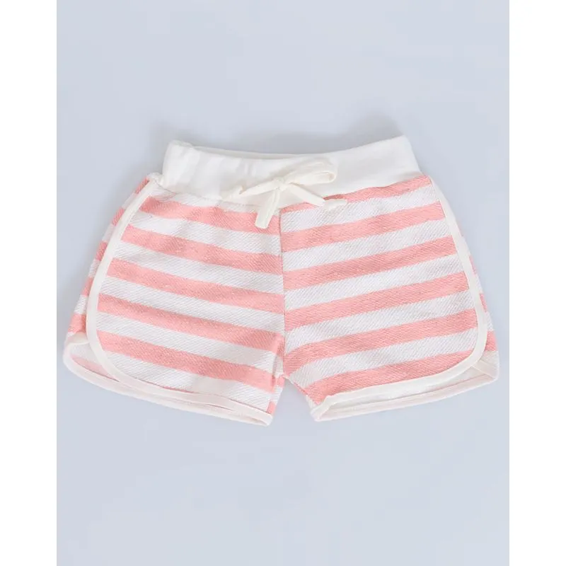 Short Bebê Boxer Listrado Rosa Off White 1