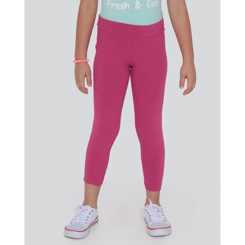 Calça Legging Infantil Com Glitter Rosa Médio 4