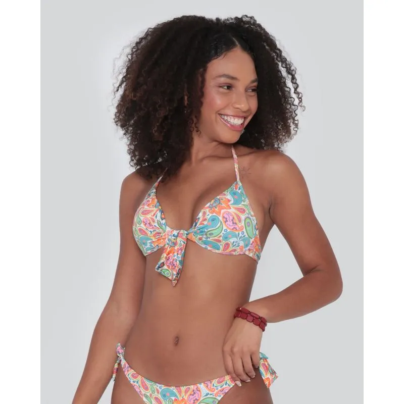 Biquíni Avulso Top Frente Única Estampa Paisley Branco GG
