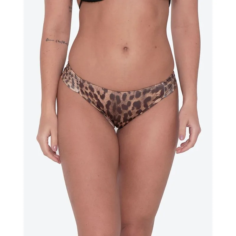 Biquíni Calcinha Feminino Drapeado Animal Print Marrom M
