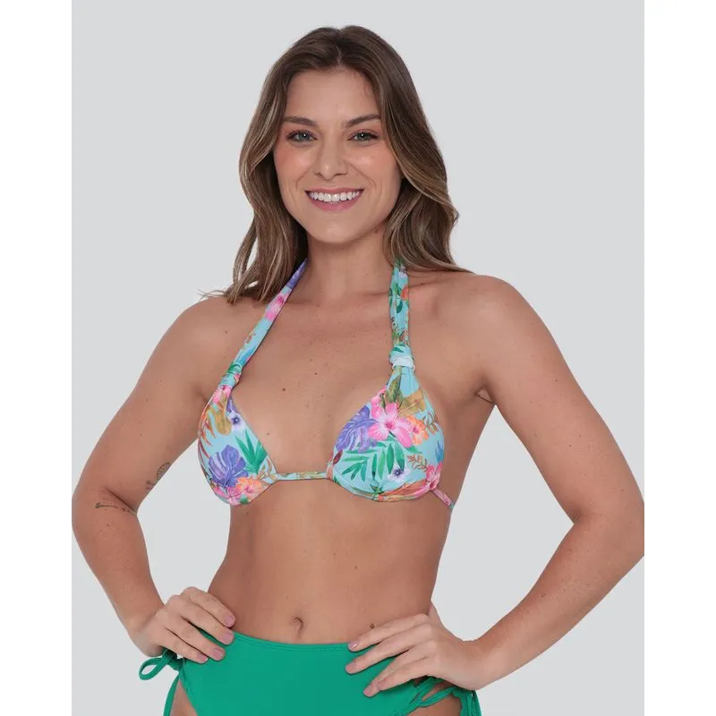 Biquíni Top Avulso Frente Única Bojo Floral Azul G