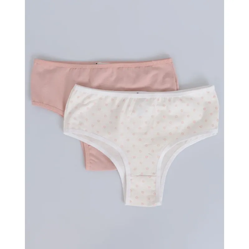 Kit 2 Calcinhas Algodão Alta Off White Rosa G