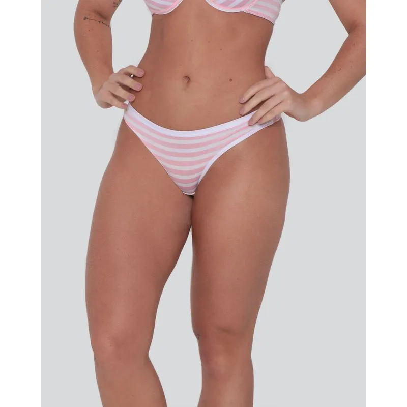 Calcinha Feminina Fio Duplo Listrado Rosa G