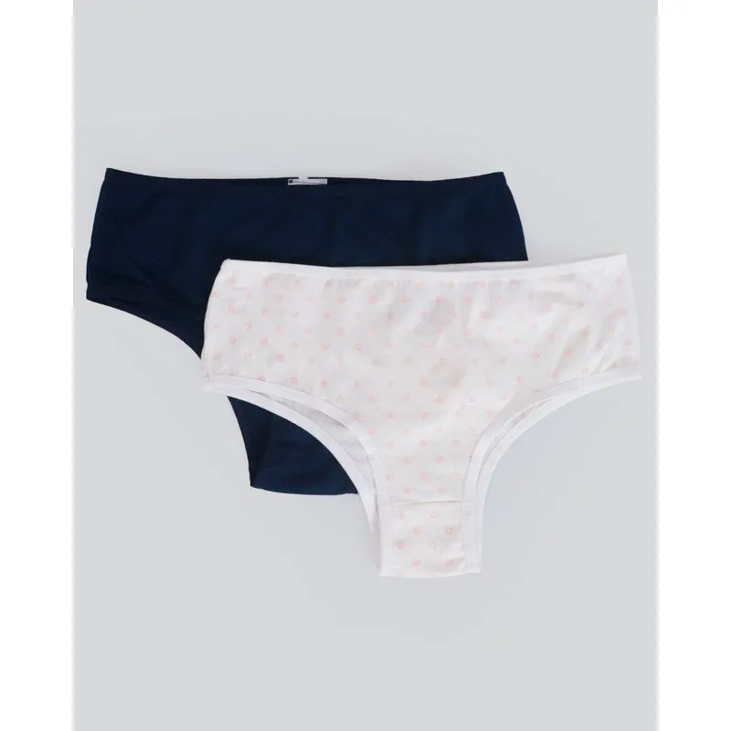 Kit 2 Calcinhas Algodão Alta Branca Azul Escuro GG
