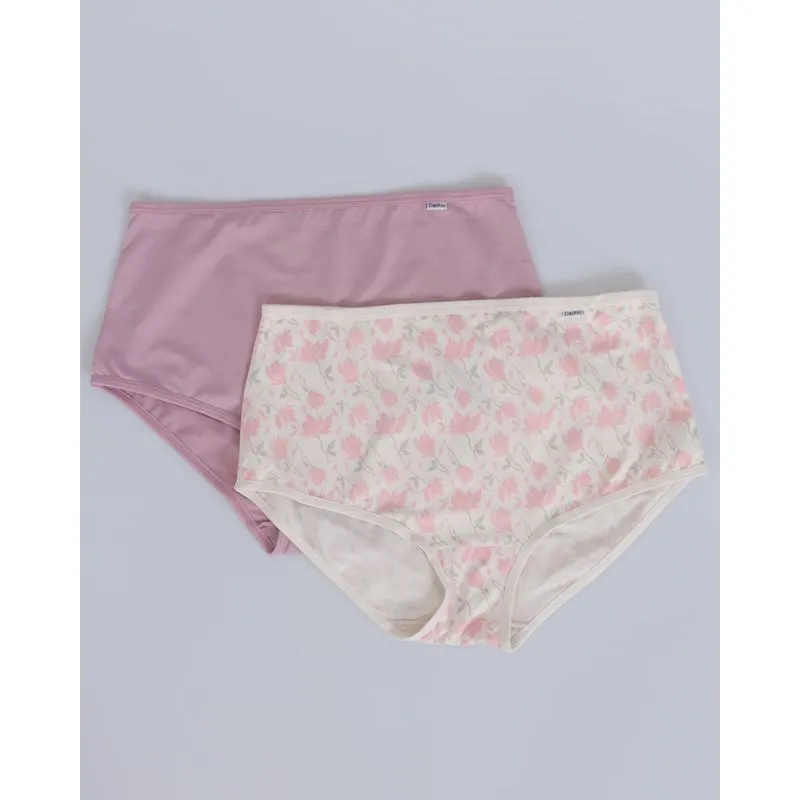 Kit 2 Calcinhas Feminina DelRio Microfibra Alta Floral Lilás G