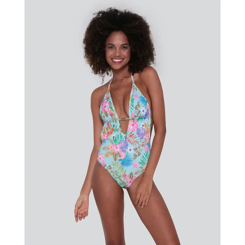 Maiô Feminino Engana Mamãe Bojo Removível Floral Verde G