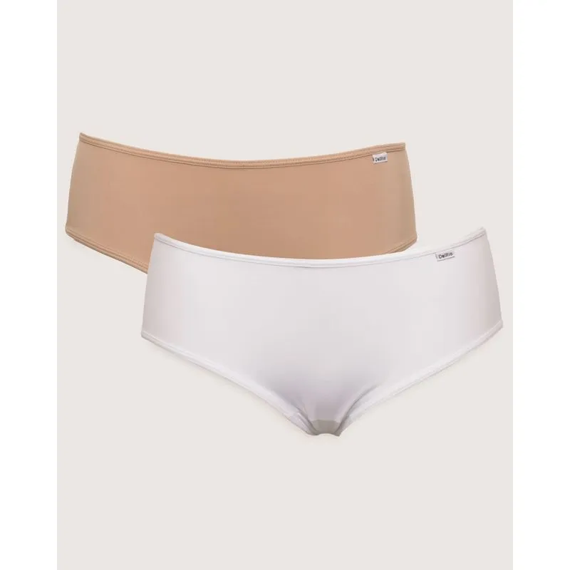 Kit 2 Calcinhas Feminina Del Rio Microfibra Lisa Bege Branca M