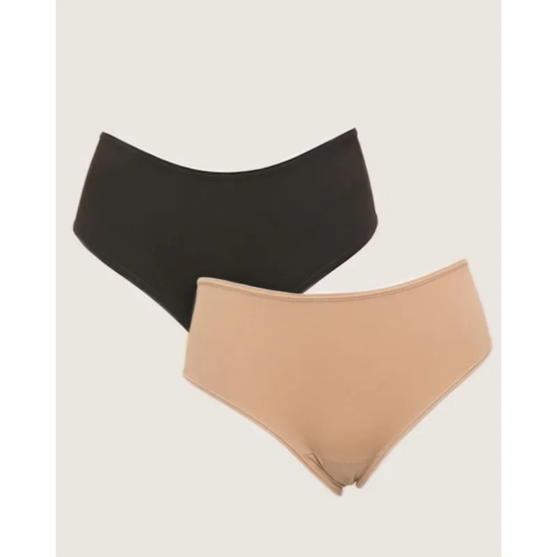 Kit 2 Calcinhas Feminina Del Rio Microfibra Lisa Preta Bege G