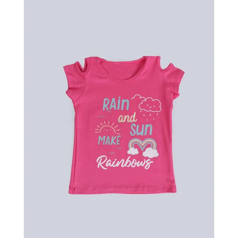Blusa Bebê Recorte Ombro Estampa Arco-Íris Rosa 3