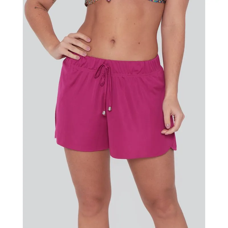 Short Saída De Praia Feminino Básico Rosa Escuro G