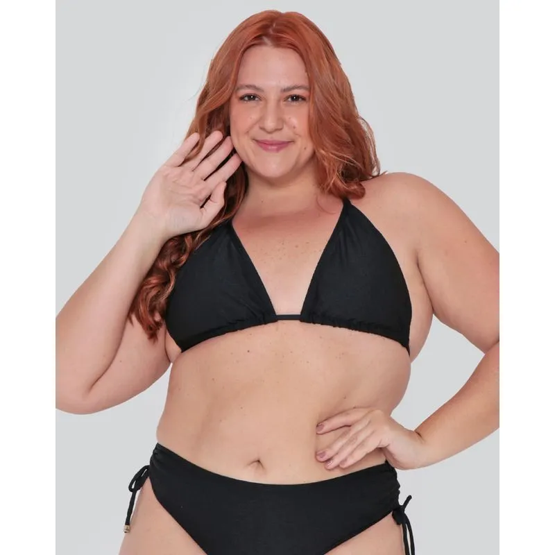 Biquíni Top Plus Size Feminino Texturizado Cortininha Preto 46