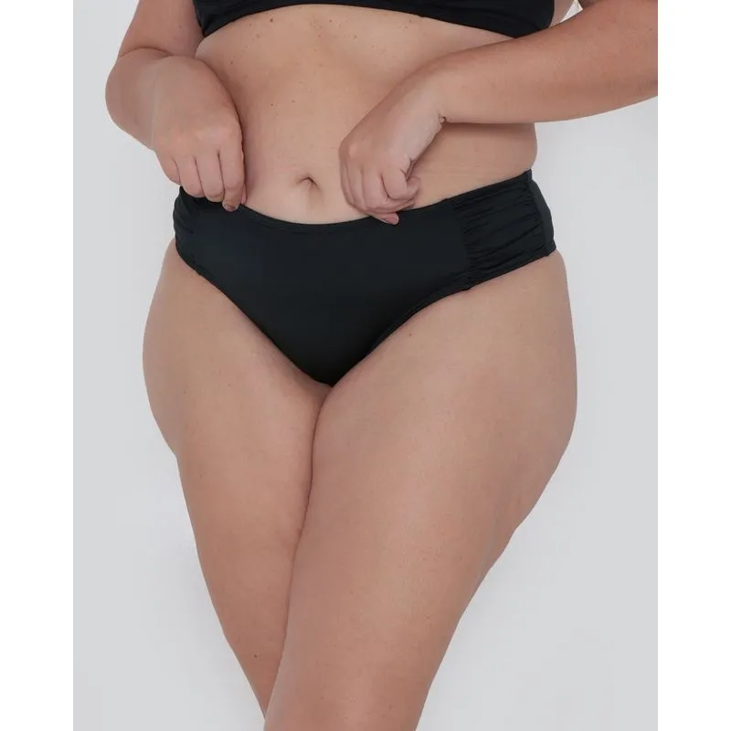 Biquíni Calcinha Plus Size Feminino Drapeado Liso Preta 46