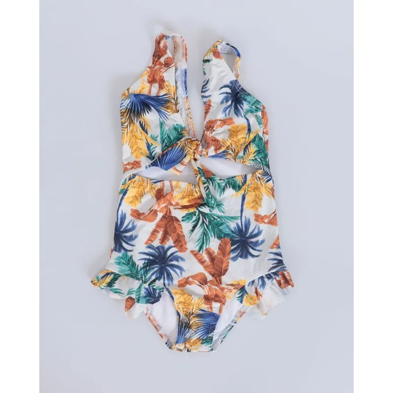 Maiô Infantil Estampa Folhagem Branco 4