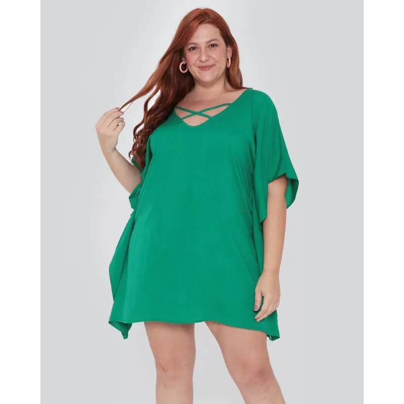 Saída de Praia Plus Size Viscose Verde 48