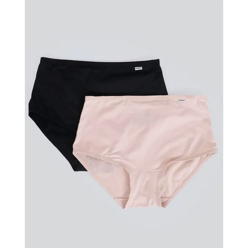 Kit 2 Calcinhas Feminina DelRio Microfibra Alta Bege Preto P