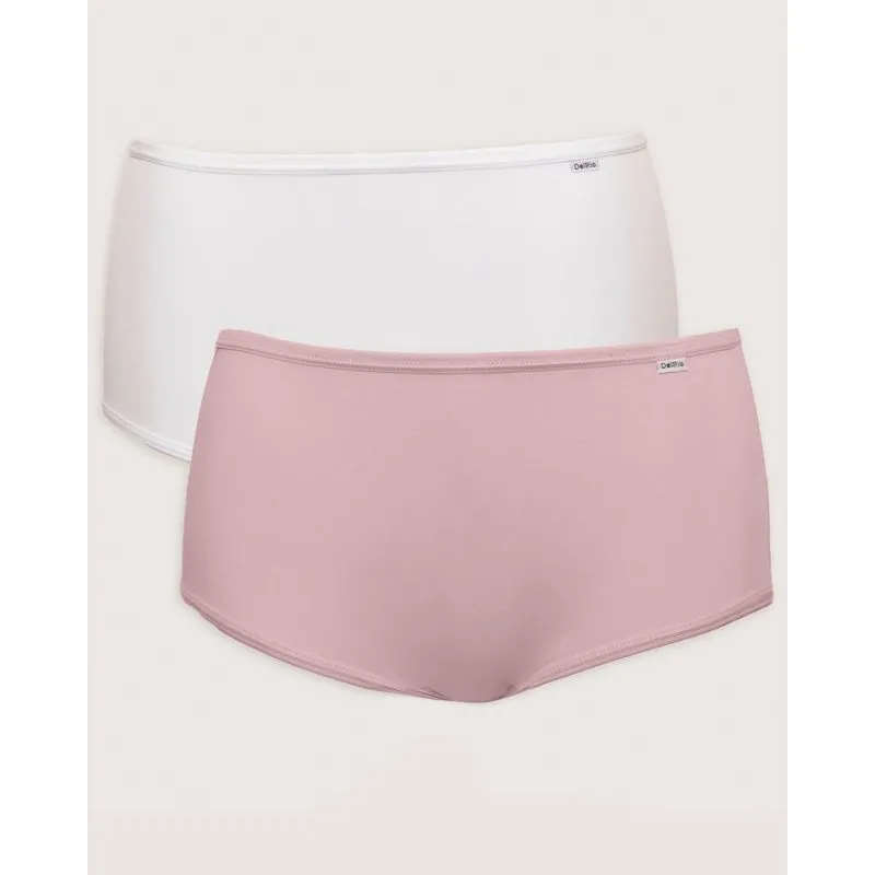 Kit 2 Calcinhas Feminina Alta DelRio Estampada Rosa e Branca P