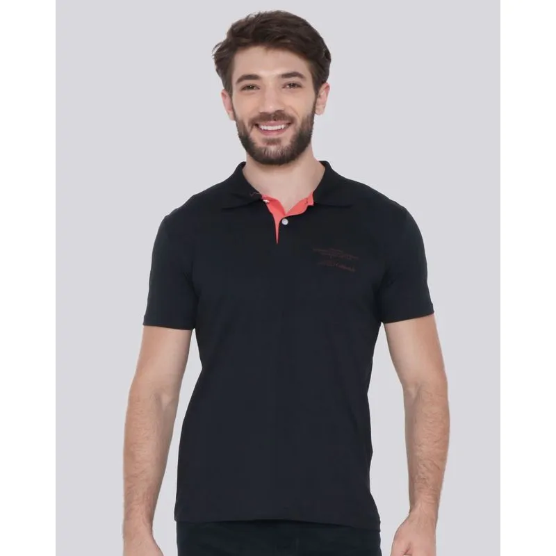 Polo Masculino Manga Curta Estampa Preta G