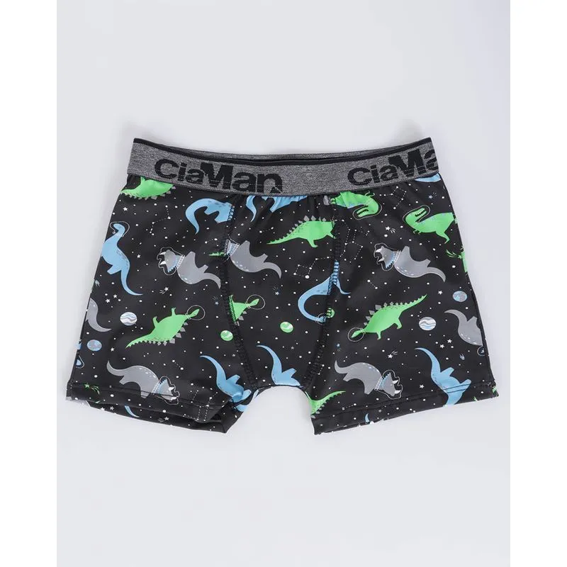 Cueca Infantil Boxer Dinossauro Preto 8