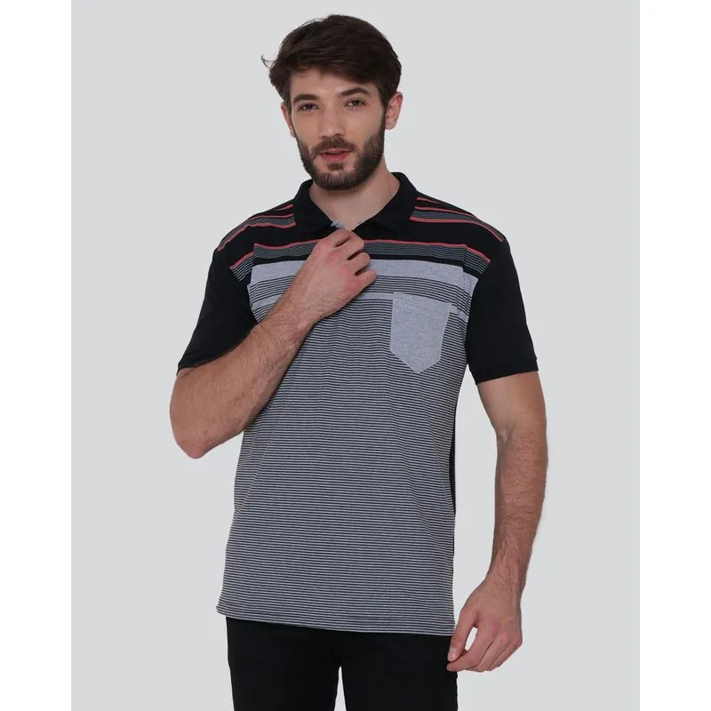 Polo Masculina Listras Bolso Único Preto GG