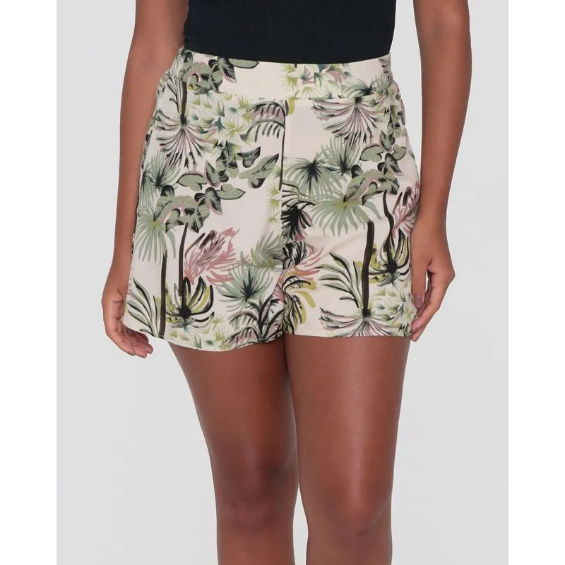 Short Viscose Feminino Estampa Floral Bege P