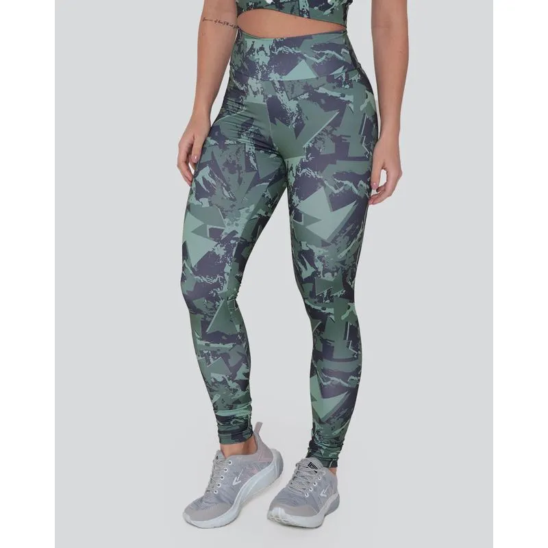 Calça Legging Fitness Feminina Básica Estampada Verde GG