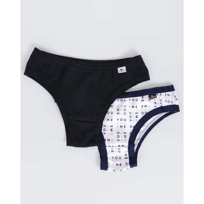 Kit 2 Calcinhas Biquíni Estampada Marinho P