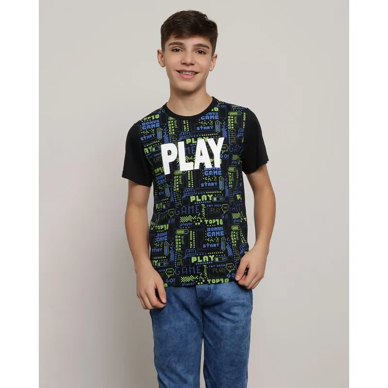 Camiseta Juvenil Estampa Game Preta 10