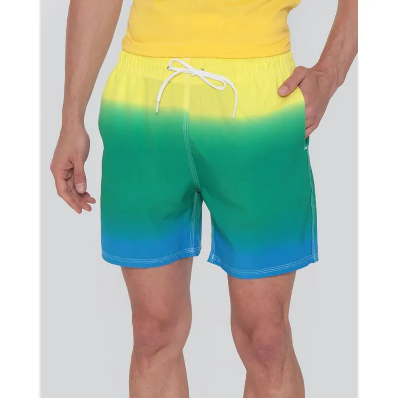 Bermuda Praia Masculina Multicolor Amarela G