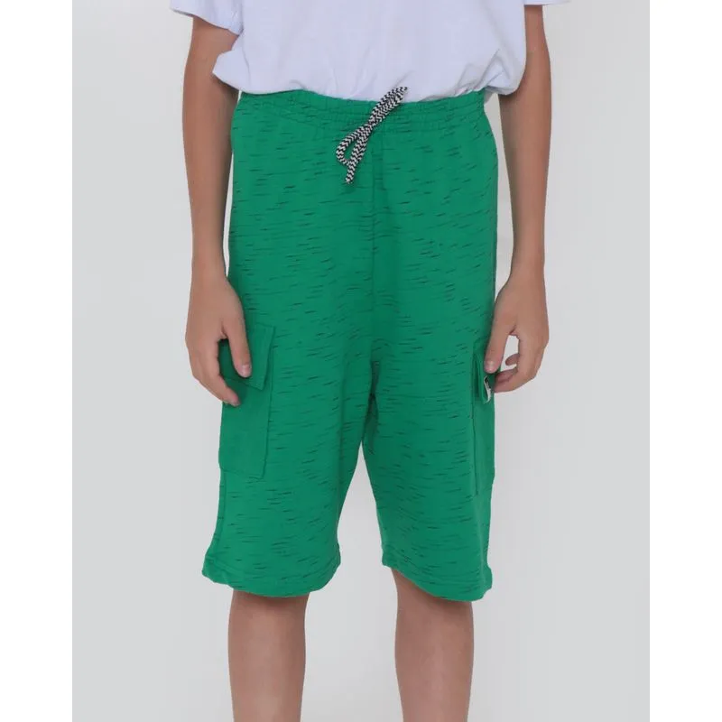 Bermuda Juvenil Moletinho Flamê Bolso Cargo Verde 10