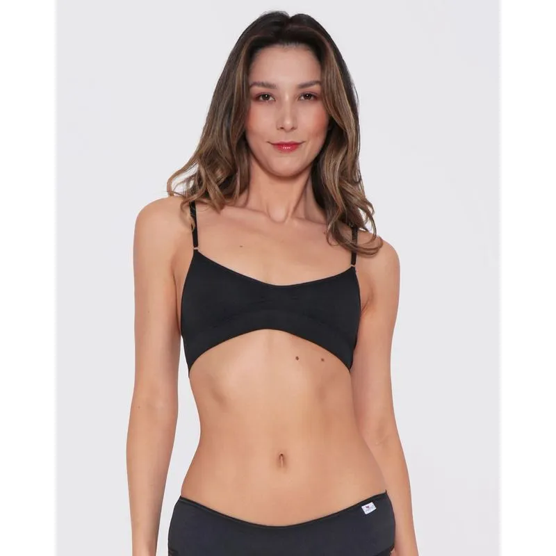 Sutiã Top Feminino Sem Costura Preto GG