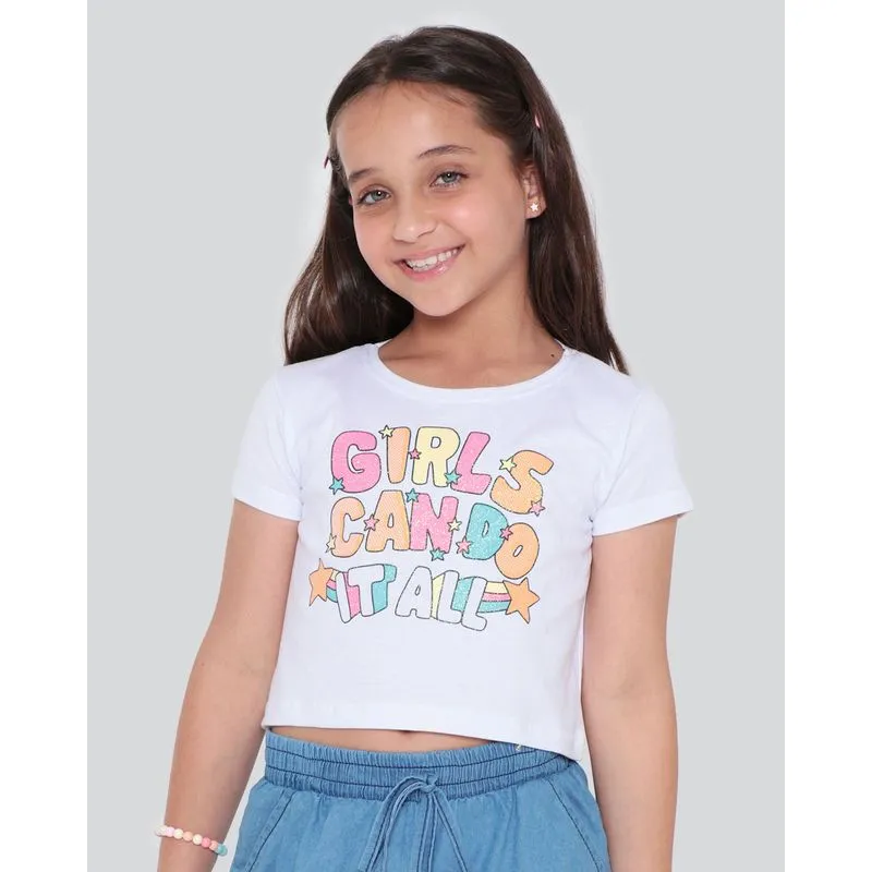Blusa Cropped Infantil Brinde Branca 4