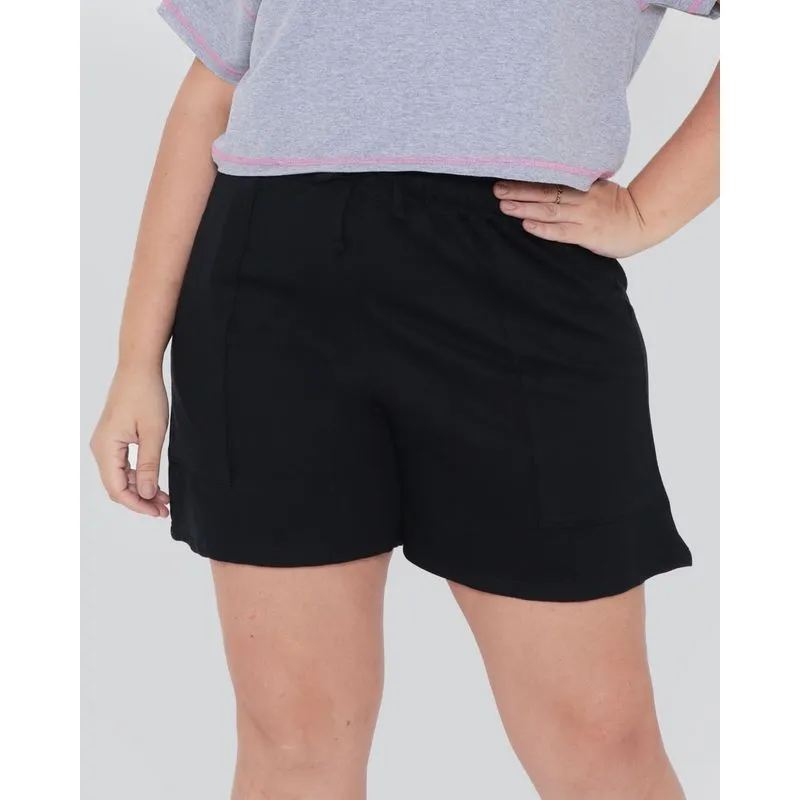 Short Feminino Plus Size Moletinho Preto G3