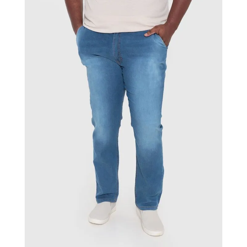 Calça Jeans Masculina Plus Size Reta Azul Médio 48