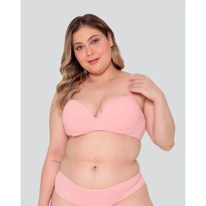 Sutiã Avulso Plus Size Com Bojo Texturizado Rosa 48