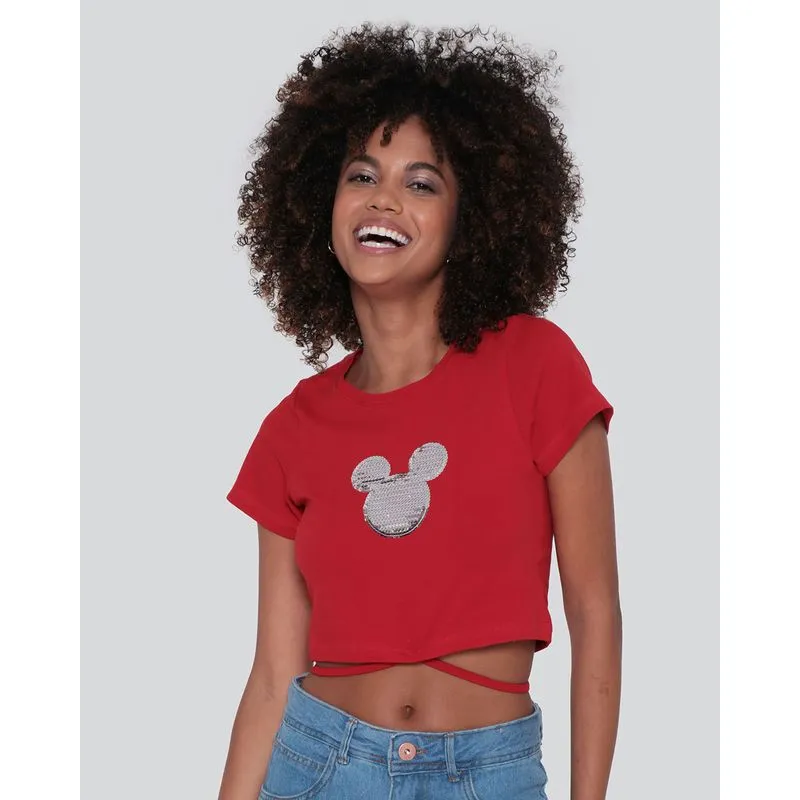 Blusa Cropped Feminina Disney Mickey Vermelha M