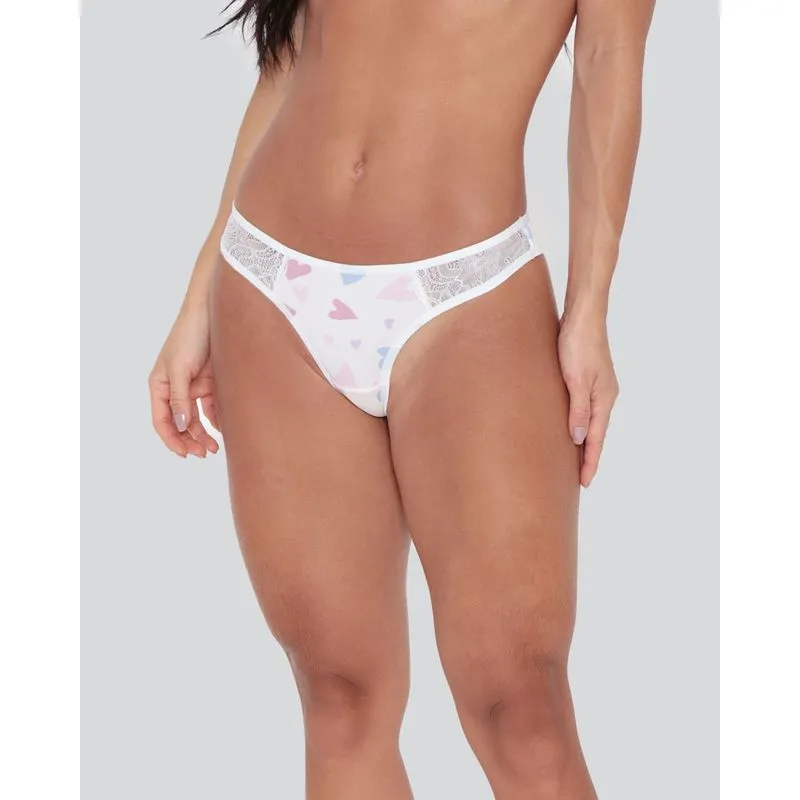 Calcinha Fio Duplo Avulsa Estampa Coracções Off White GG
