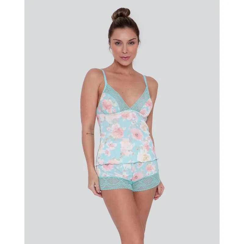 Short Doll Liganete Estampa Floral Verde G