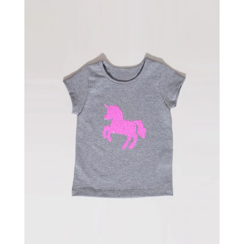 Blusa Bebê Unicórnio Paetês Reversíveis Cinza 3