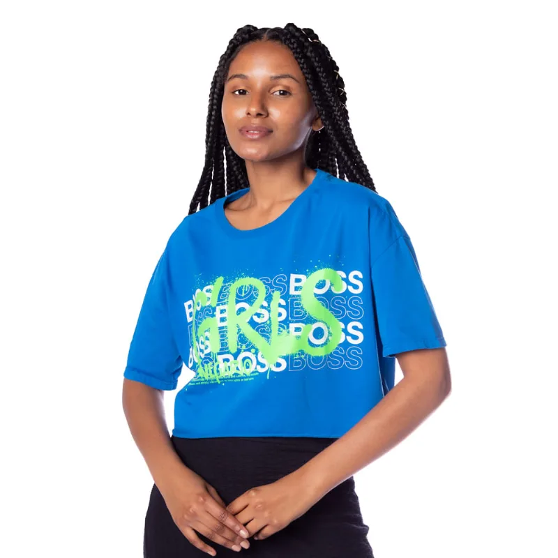 Camiseta Cropped Feminina Nega Rio Girls Boss Azul - P