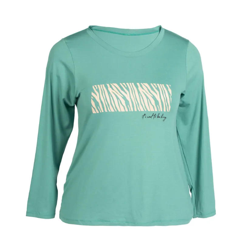 Blusa Feminina Plus Size Infinitto Lady Manga Longa com Estampa Verde - EXG2