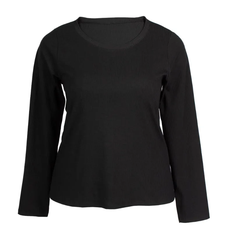 Blusa Feminina Infinitto Lady Plus Size Canelada Preta - EXG2