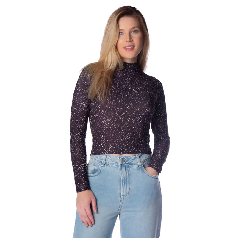 Blusa Feminina Nega Rio Estampa Poá Preto - M