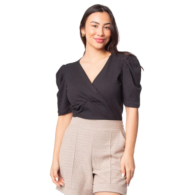 Blusa Feminina Infinitto Lady Bufante Canelada Preto - GG