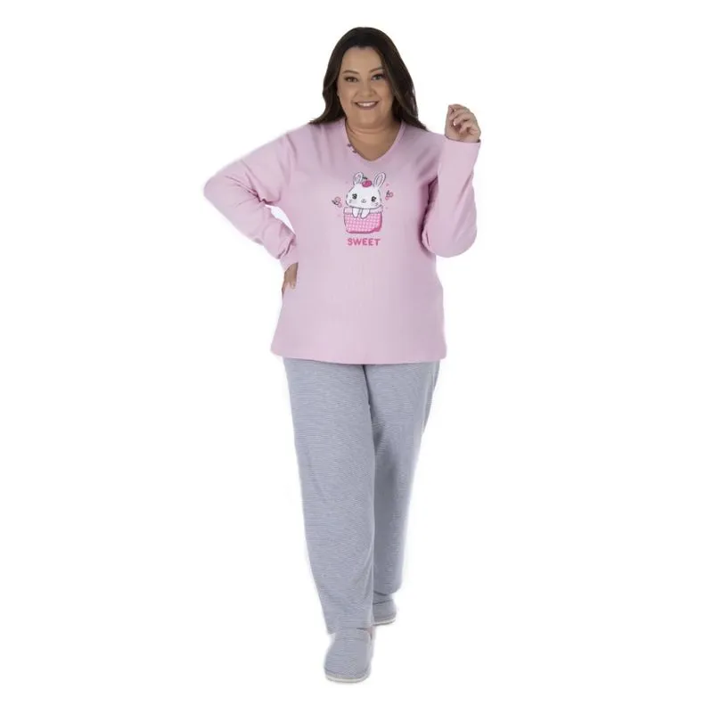 Pijama De Inverno Feminino Plus Size Grande Personagem