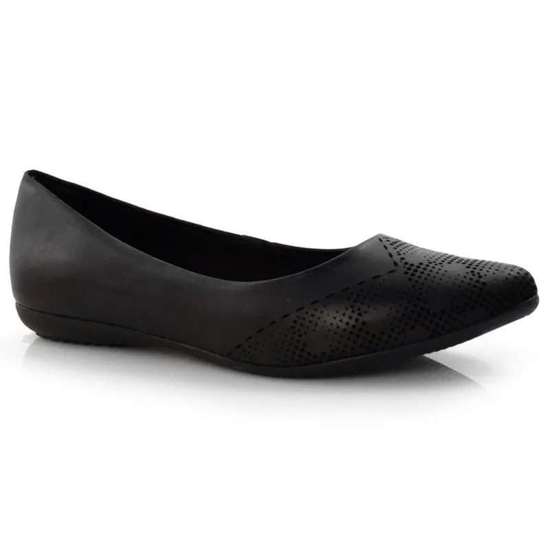 Sapatilha Feminina de Couro e Bico Fino Bottero Preto 335802 36